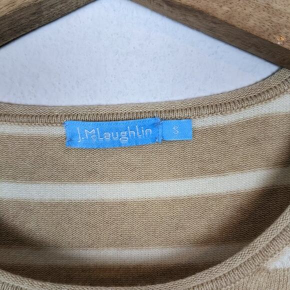 J. McLaughlin Modern Coastal Tan Striped Sweater Size S - Picture 4 of 5